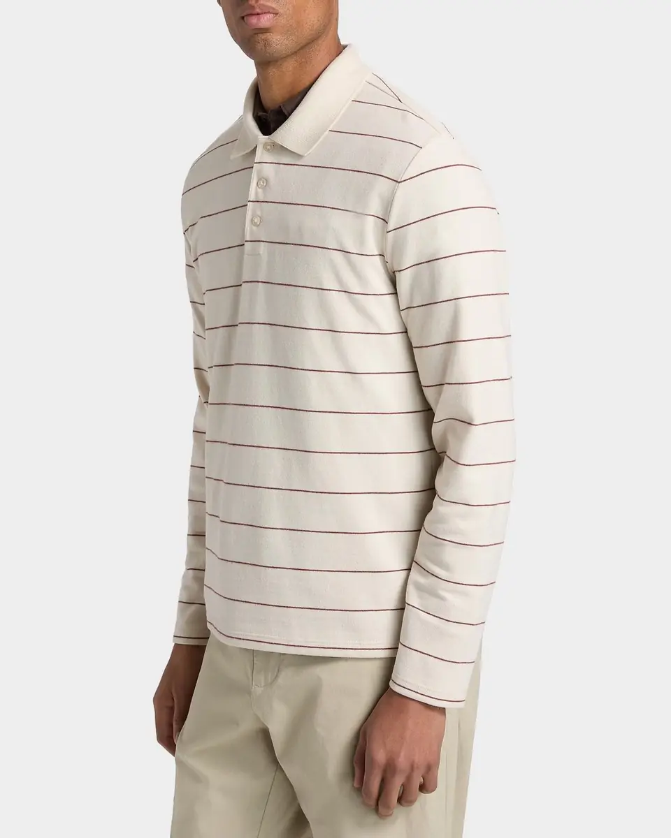 Vince Men's Pencil Stripe Long-Sleeve Polo Shirt | Thumbnail 6 Vince Men's Pencil Stripe Long-Sleeve Polo Shirt | Thumbnail 6