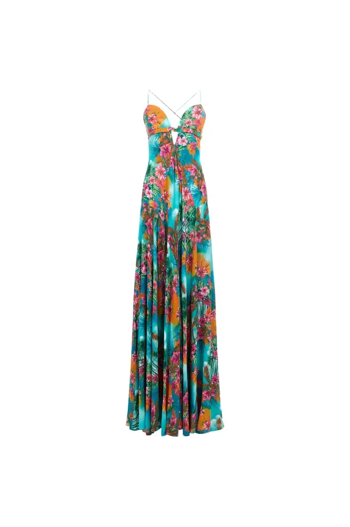 Roberto Cavalli Long dress Hawaii print