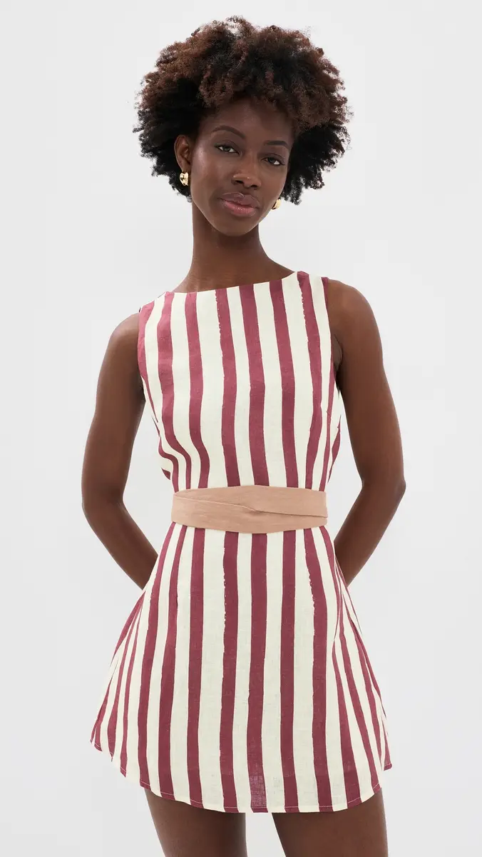 VRG GRL Lea Linen Mini Dress Burgundy | Thumbnail 2 VRG GRL Lea Linen Mini Dress Burgundy | Thumbnail 2