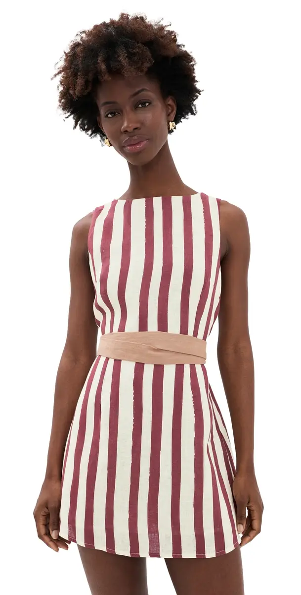 VRG GRL Lea Linen Mini Dress Burgundy | Image 1 VRG GRL Lea Linen Mini Dress Burgundy | Image 1