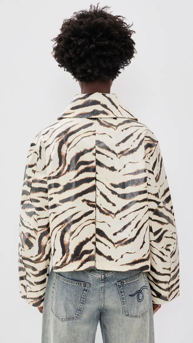 Ganni Printed Laminated Cotton Canvas Barn Jacket | Thumbnail 3 Ganni Printed Laminated Cotton Canvas Barn Jacket | Thumbnail 3