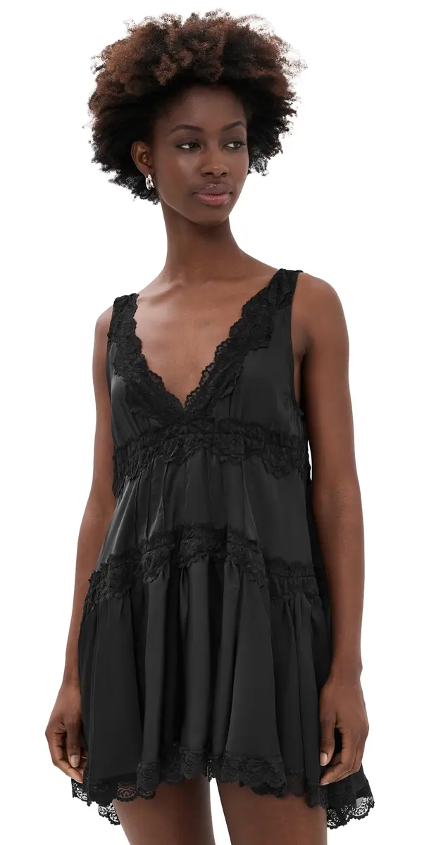Free People In This Groove Mini Slip Dress Black | Image 1 Free People In This Groove Mini Slip Dress Black | Image 1