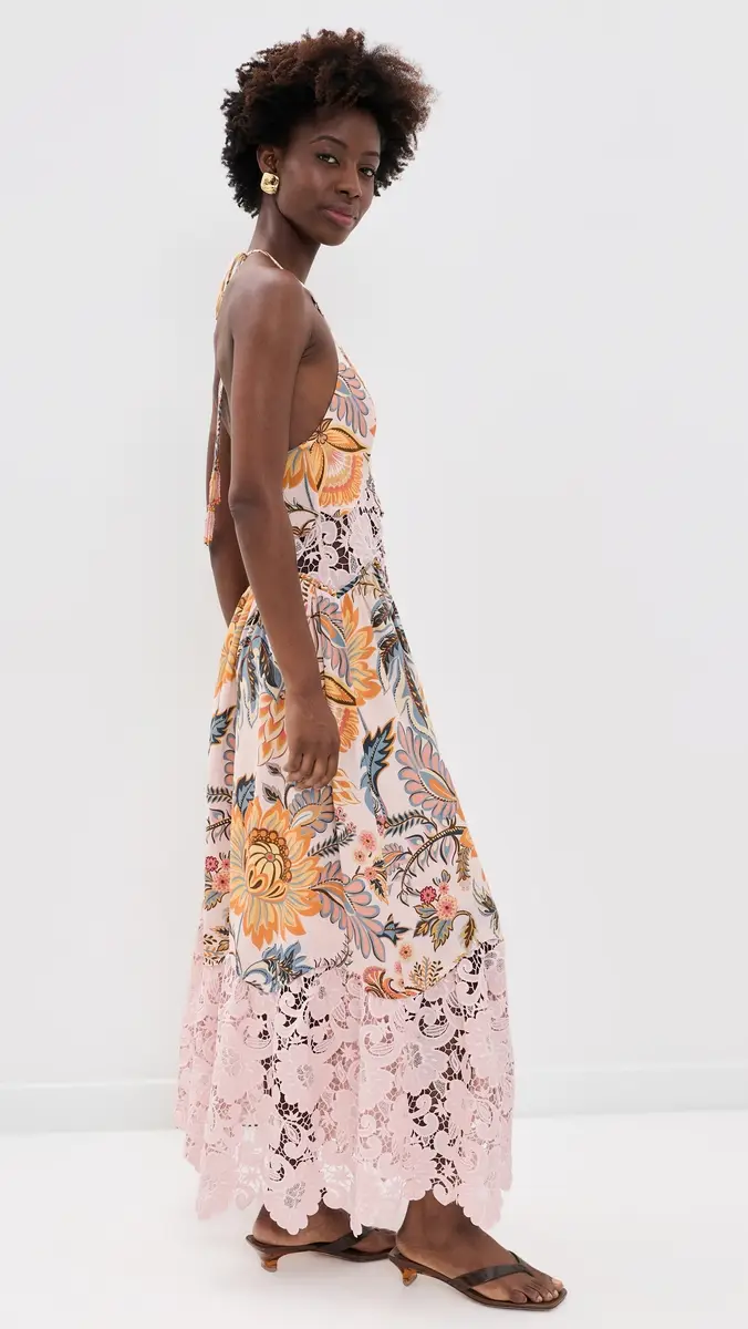 Farm Rio Ligia Floral Light Pink Lace Maxi Dress | Thumbnail 4 Farm Rio Ligia Floral Light Pink Lace Maxi Dress | Thumbnail 4