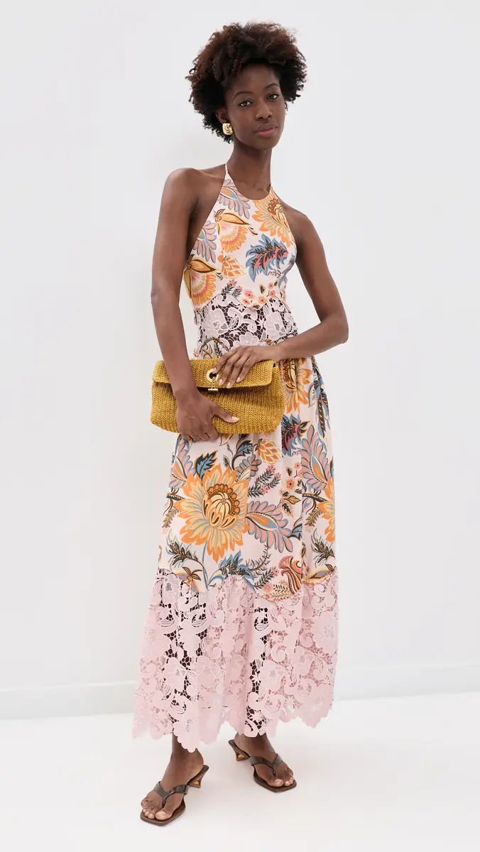 Farm Rio Ligia Floral Light Pink Lace Maxi Dress | Thumbnail 5 Farm Rio Ligia Floral Light Pink Lace Maxi Dress | Thumbnail 5