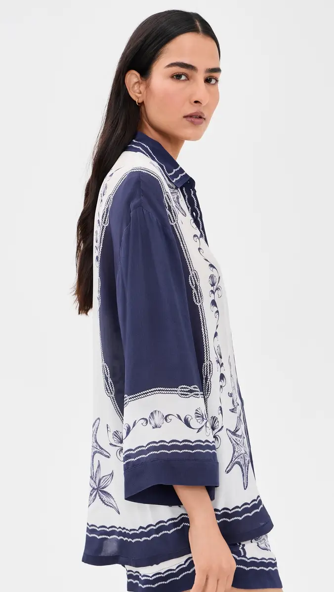 Farm Rio Nautical Scarf Button Down Shirt | Thumbnail 4 Farm Rio Nautical Scarf Button Down Shirt | Thumbnail 4