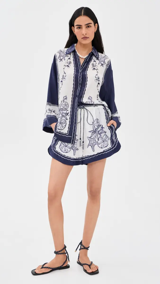 Farm Rio Nautical Scarf Button Down Shirt | Thumbnail 5 Farm Rio Nautical Scarf Button Down Shirt | Thumbnail 5