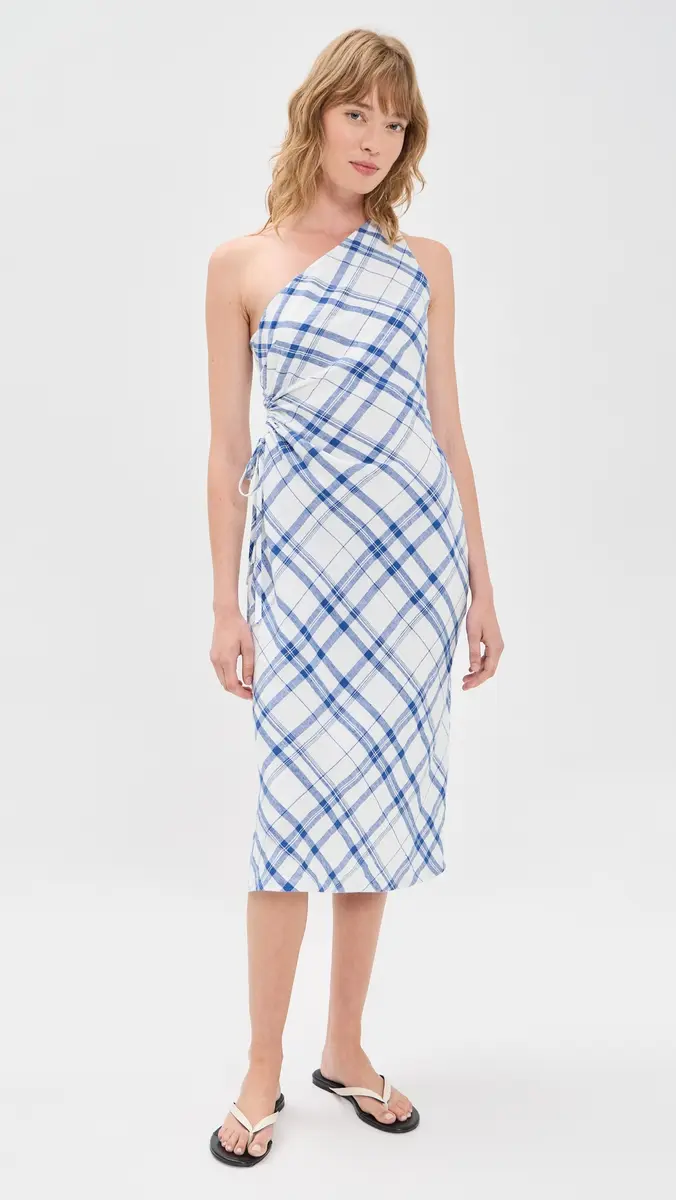 Madewell Ruched One-Shoulder Linen Midi Dress | Thumbnail 2 Madewell Ruched One-Shoulder Linen Midi Dress | Thumbnail 2