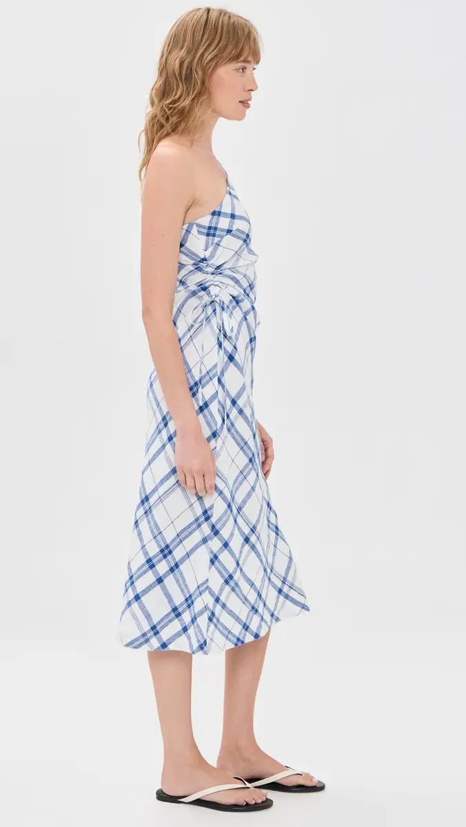 Madewell Ruched One-Shoulder Linen Midi Dress | Thumbnail 4 Madewell Ruched One-Shoulder Linen Midi Dress | Thumbnail 4