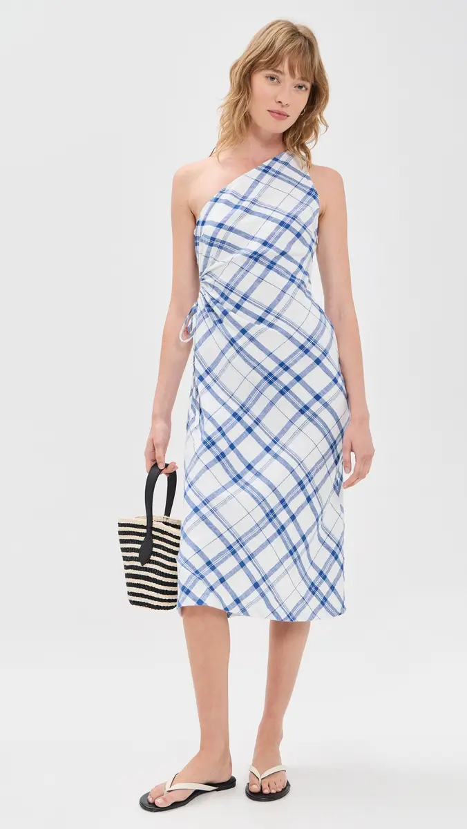Madewell Ruched One-Shoulder Linen Midi Dress | Thumbnail 5 Madewell Ruched One-Shoulder Linen Midi Dress | Thumbnail 5