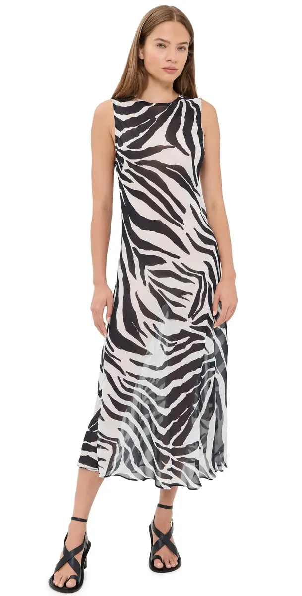 VRG GRL Francesca Sheer Maxi Dress Zebra | Image 1 VRG GRL Francesca Sheer Maxi Dress Zebra | Image 1
