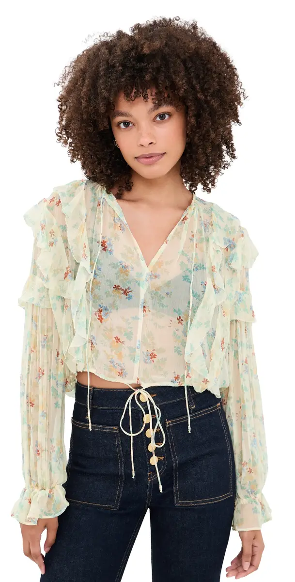 Ulla Johnson Delfina Long Sleeve Silk Blouse Moon Petal | Image 1 Ulla Johnson Delfina Long Sleeve Silk Blouse Moon Petal | Image 1
