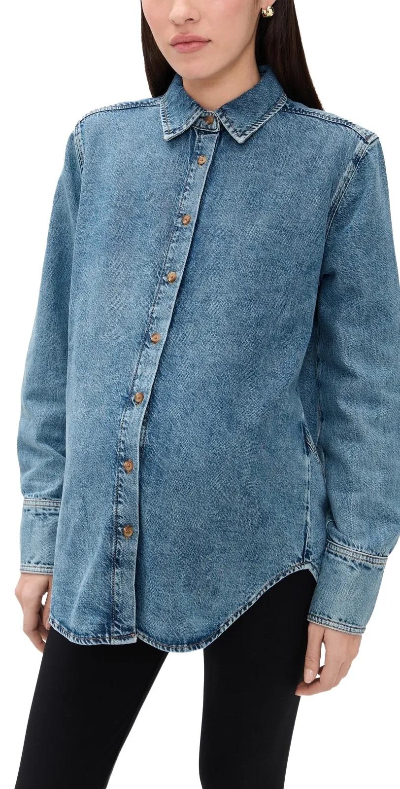 Hatch The Drapey Denim Boyfriend Maternity Shirt