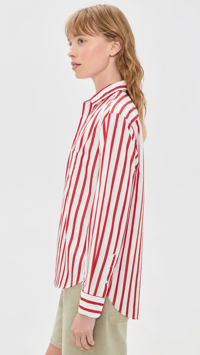 FRANK & EILEEN Relaxed Button-Up Shirt White Red Stripe | Thumbnail 4 FRANK & EILEEN Relaxed Button-Up Shirt White Red Stripe | Thumbnail 4