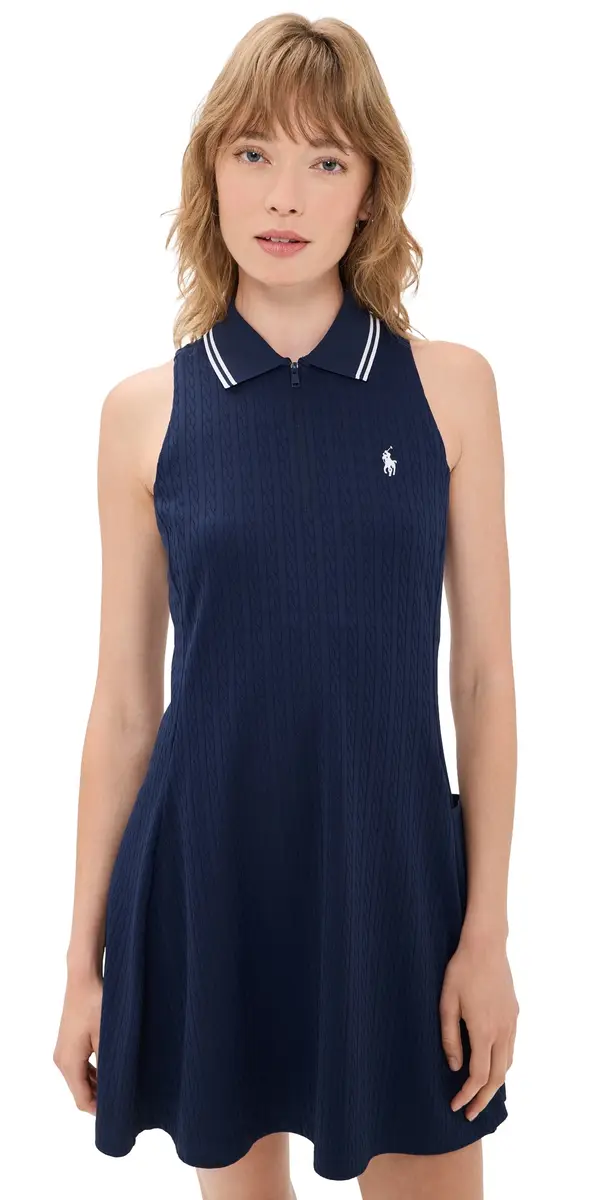 RLX Ralph Lauren Active Cable Knit Dress Refined Navy/Ceramic White lt | Image 1 RLX Ralph Lauren Active Cable Knit Dress Refined Navy/Ceramic White lt | Image 1