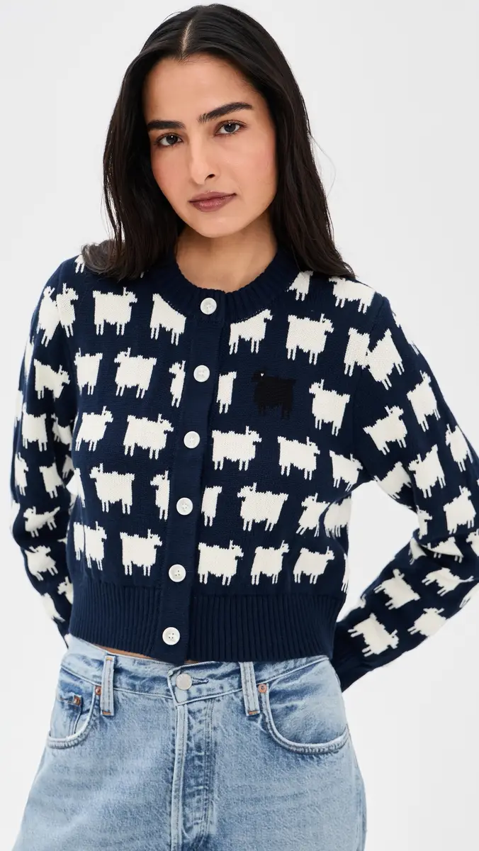 Rowing Blazers Cotton Cropped Sheep Cardigan | Thumbnail 2 Rowing Blazers Cotton Cropped Sheep Cardigan | Thumbnail 2