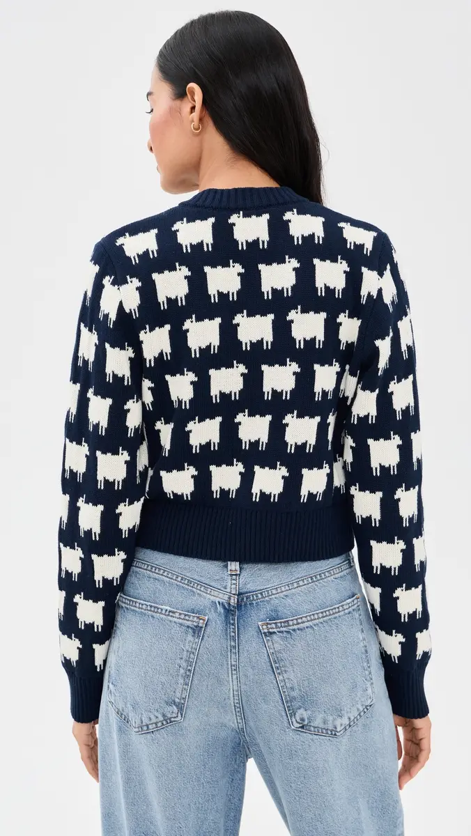 Rowing Blazers Cotton Cropped Sheep Cardigan | Thumbnail 3 Rowing Blazers Cotton Cropped Sheep Cardigan | Thumbnail 3
