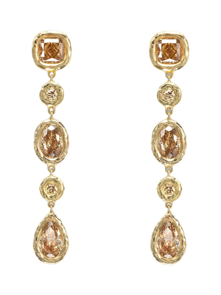 Nesting Gem 18kt gold drop earrings with diamonds