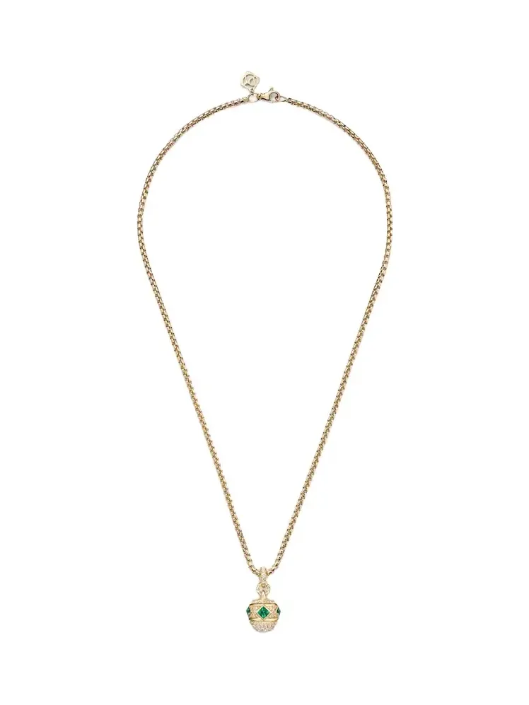 Renaissance 18kt gold pendant necklace with diamonds and emeralds Renaissance 18kt gold pendant necklace with diamonds and emeralds