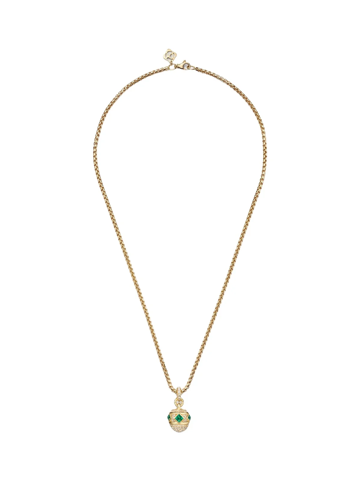 Renaissance 18kt gold pendant necklace with diamonds and emeralds Renaissance 18kt gold pendant necklace with diamonds and emeralds