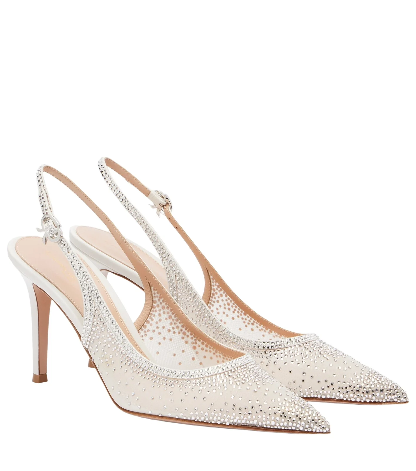 Regina embellished leather slingback pumps