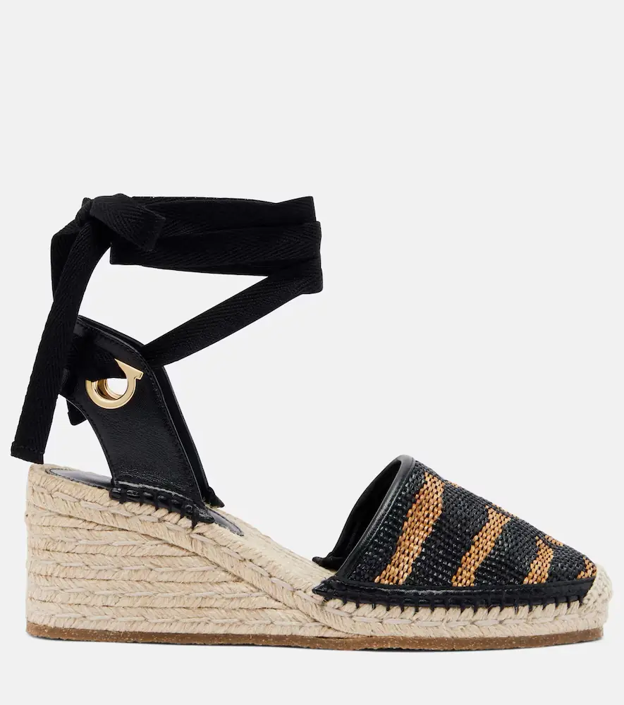 Ferragamo Animal-print raffia espadrille wedges | Thumbnail 4