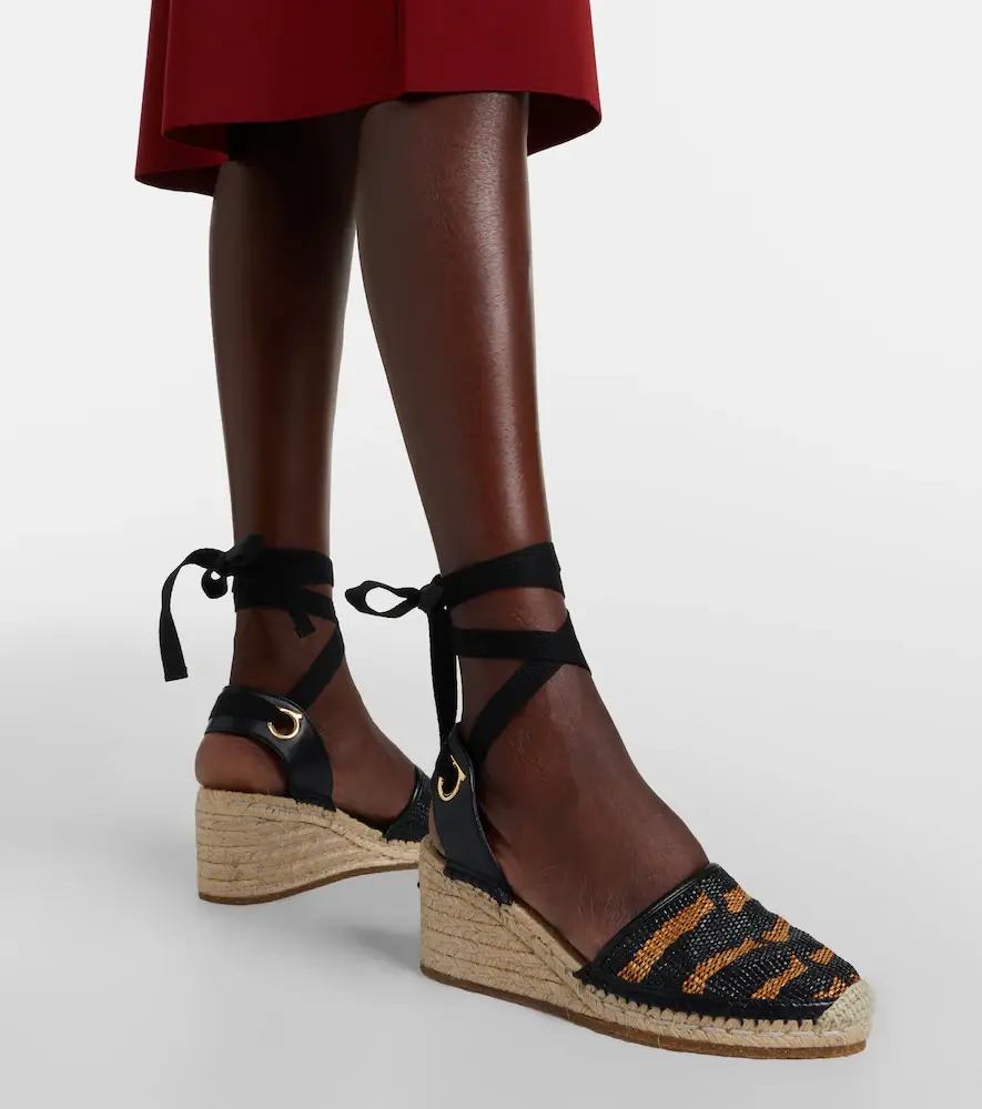 Ferragamo Animal-print raffia espadrille wedges | Thumbnail 5