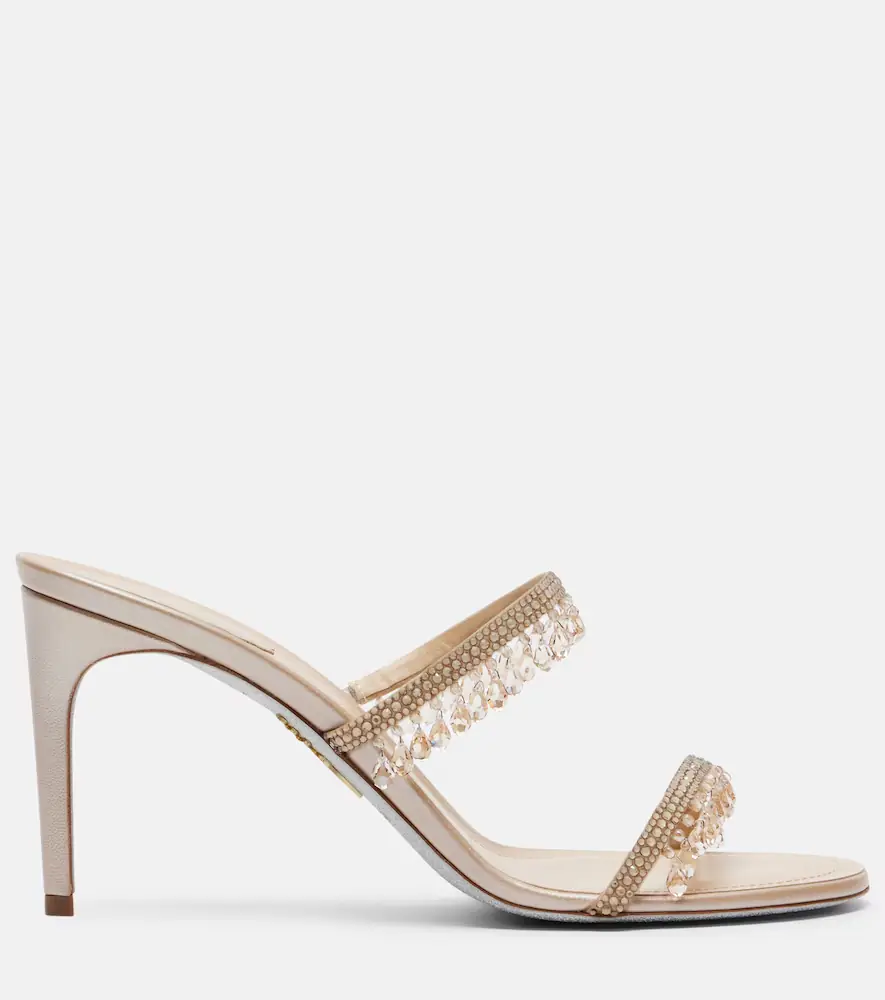René Caovilla Chandelier embellished satin mules | Thumbnail 3