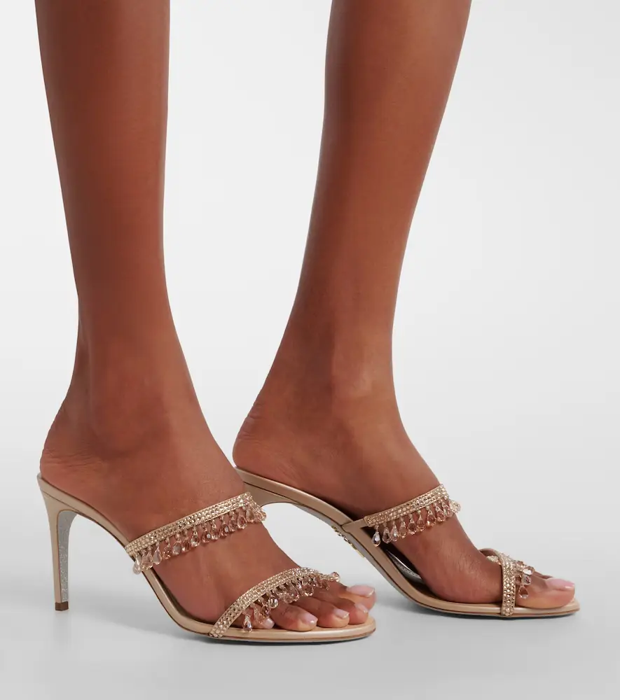 René Caovilla Chandelier embellished satin mules | Thumbnail 5