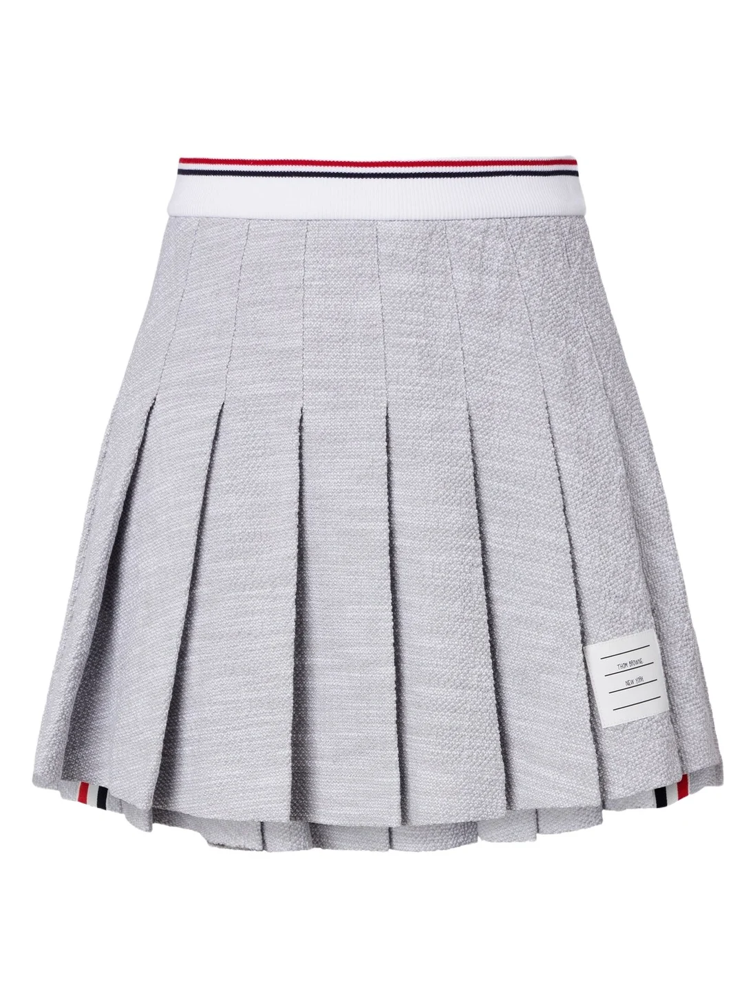 Pleated cotton-blend tweed miniskirt