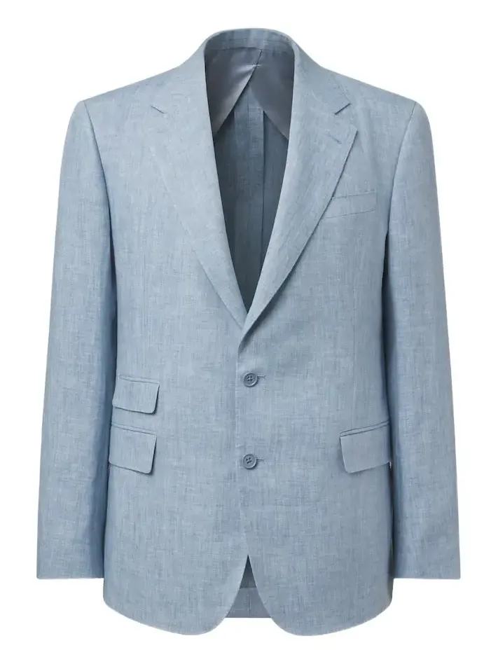 Glen linen-blend blazer