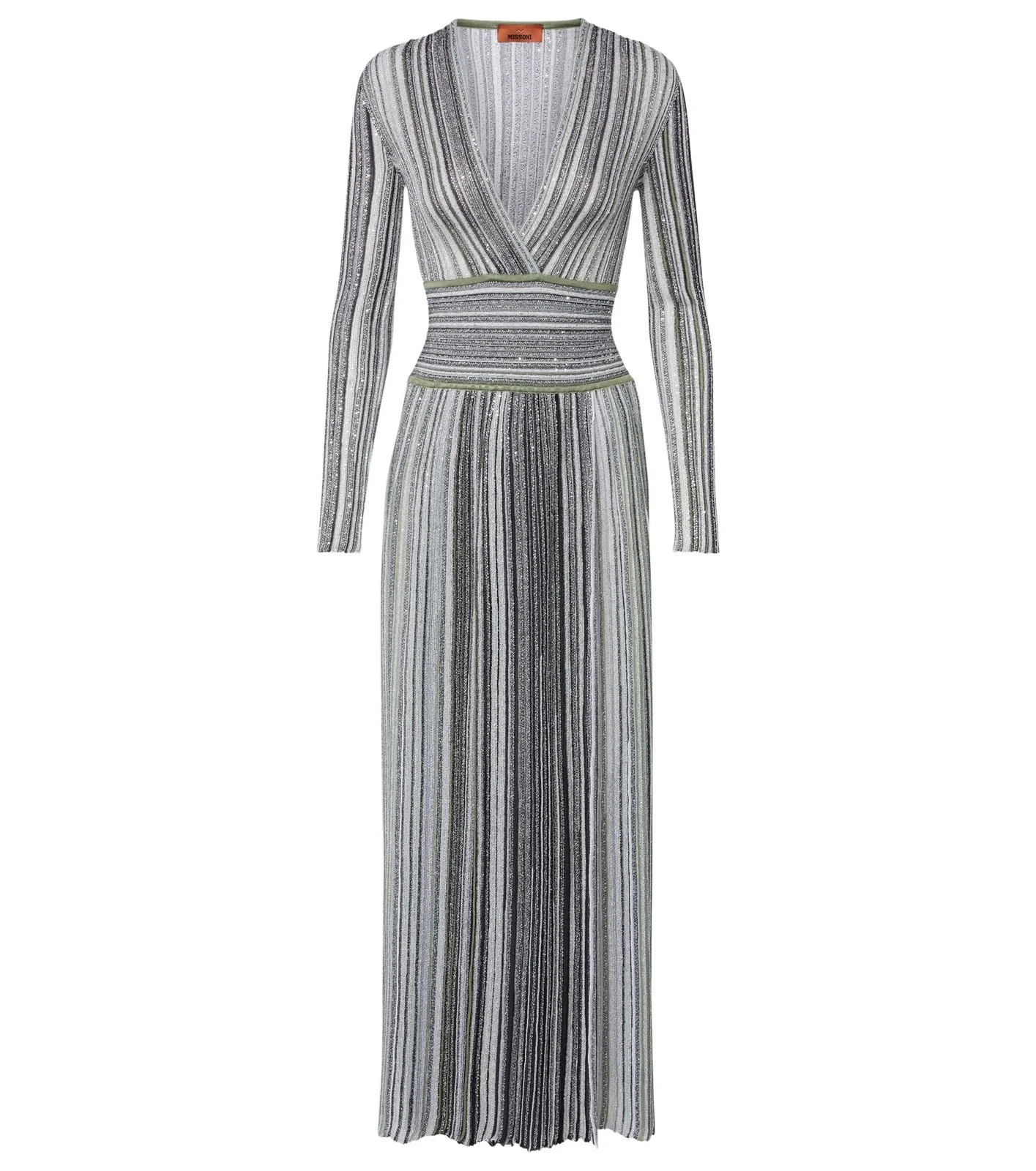 Striped lamé maxi dress