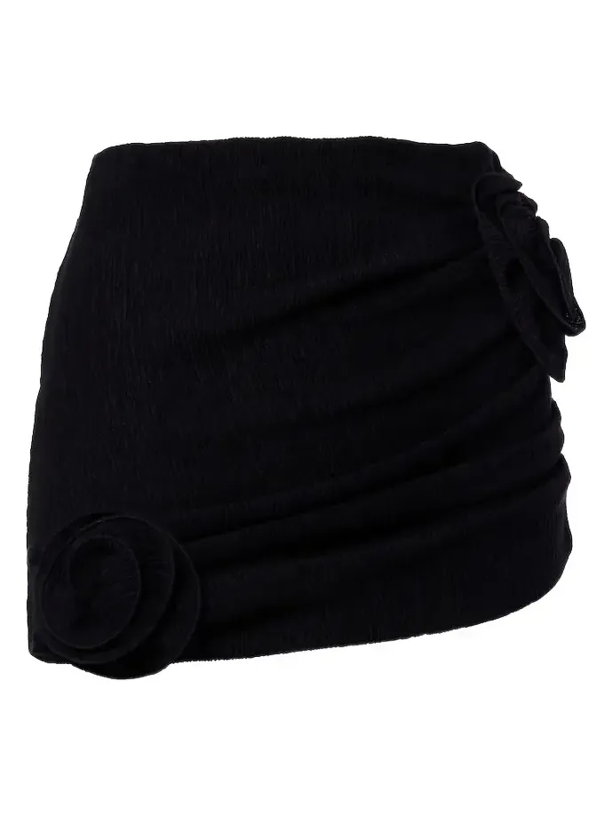 Floral-appliqué crêpe miniskirt Floral-appliqué crêpe miniskirt