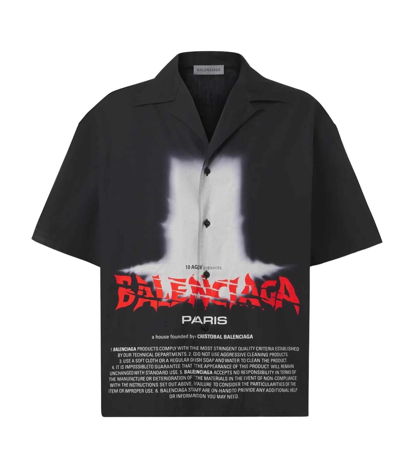 Printed cotton bowling shirt