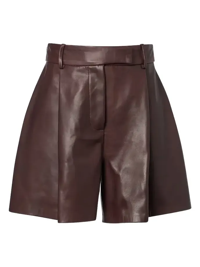 Jonah pleated leather shorts