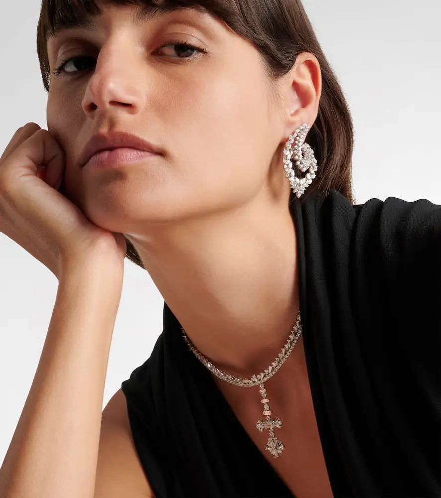 YEPREM Y-Couture 18kt white gold drop earrings with diamonds | Thumbnail 5 YEPREM Y-Couture 18kt white gold drop earrings with diamonds | Thumbnail 5