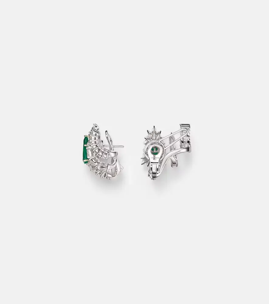 YEPREM Reign Supreme 18kt yellow and white gold earrings with diamonds and emerald | Thumbnail 2 YEPREM Reign Supreme 18kt yellow and white gold earrings with diamonds and emerald | Thumbnail 2