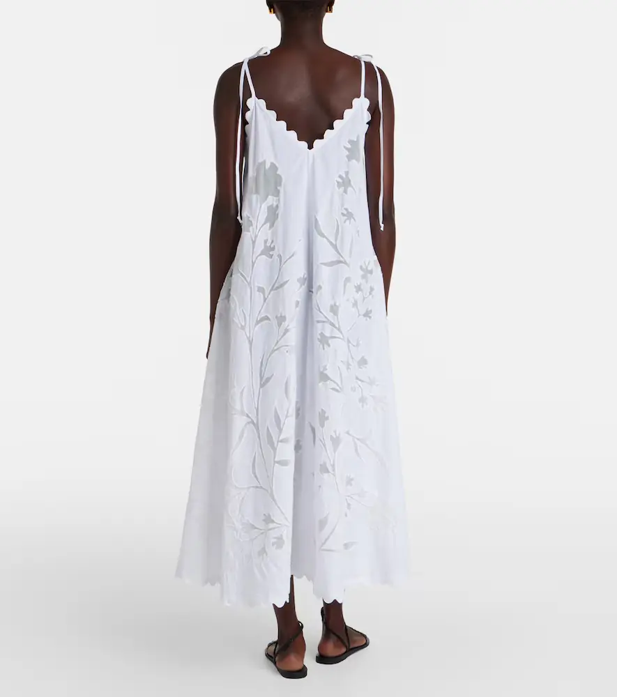 JULIET DUNN Embroidered scalloped cotton midi dress | Thumbnail 4