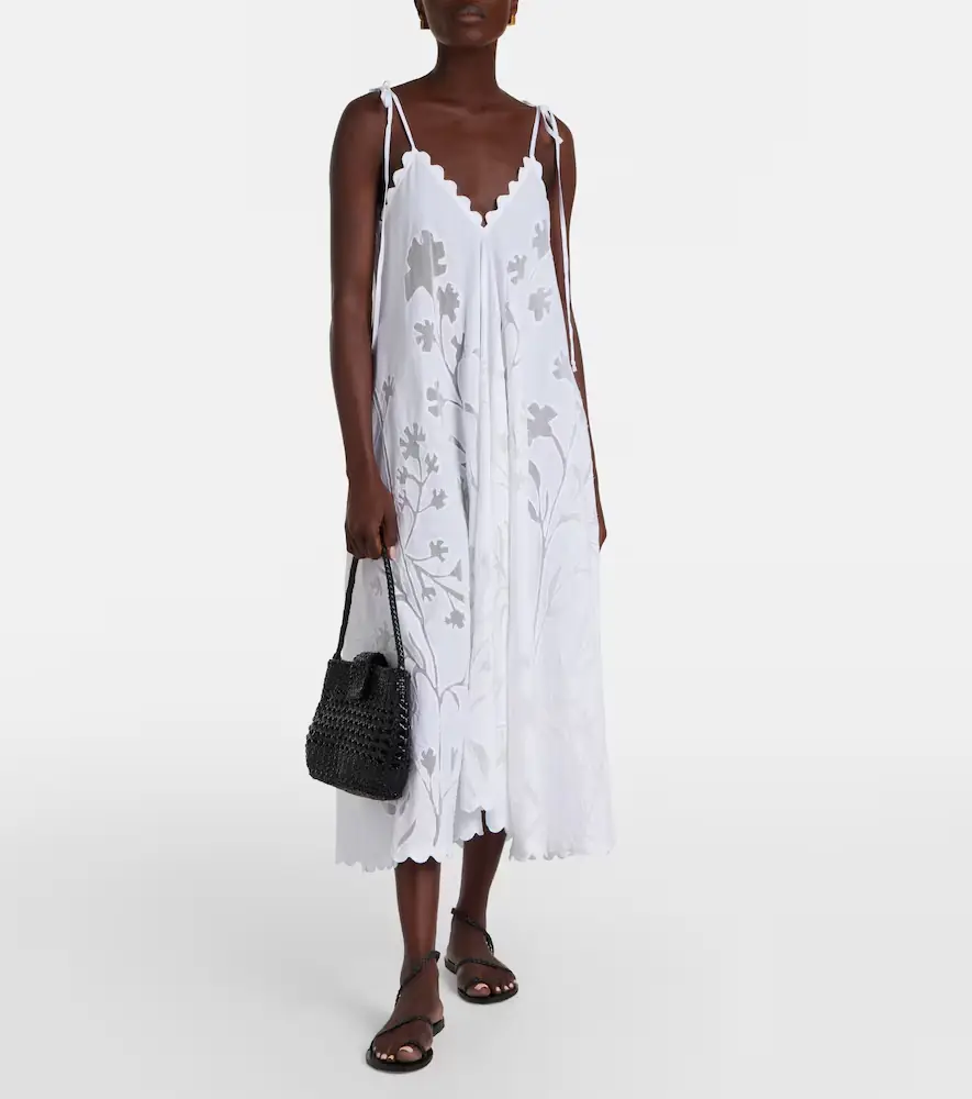 JULIET DUNN Embroidered scalloped cotton midi dress | Thumbnail 5