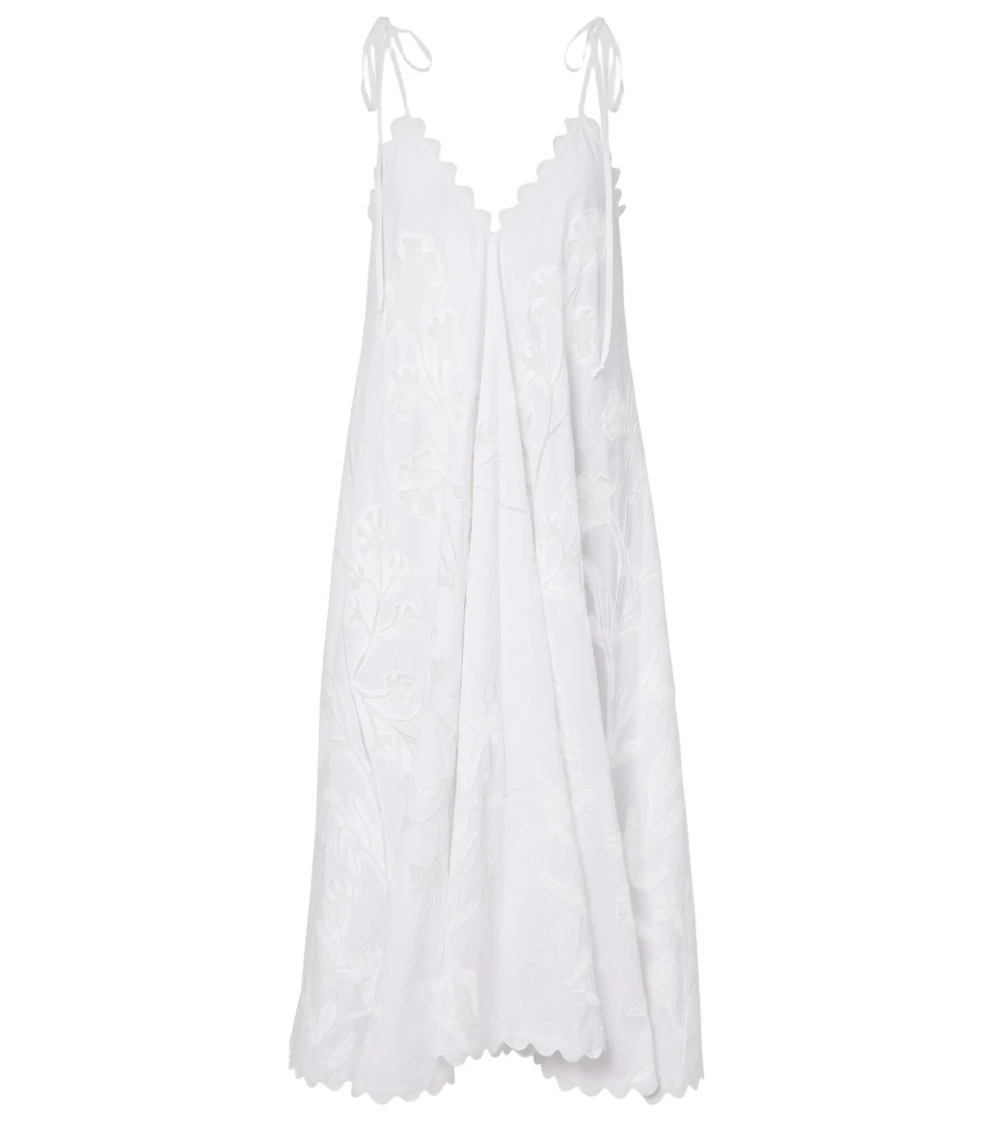 Embroidered scalloped cotton midi dress Embroidered scalloped cotton midi dress