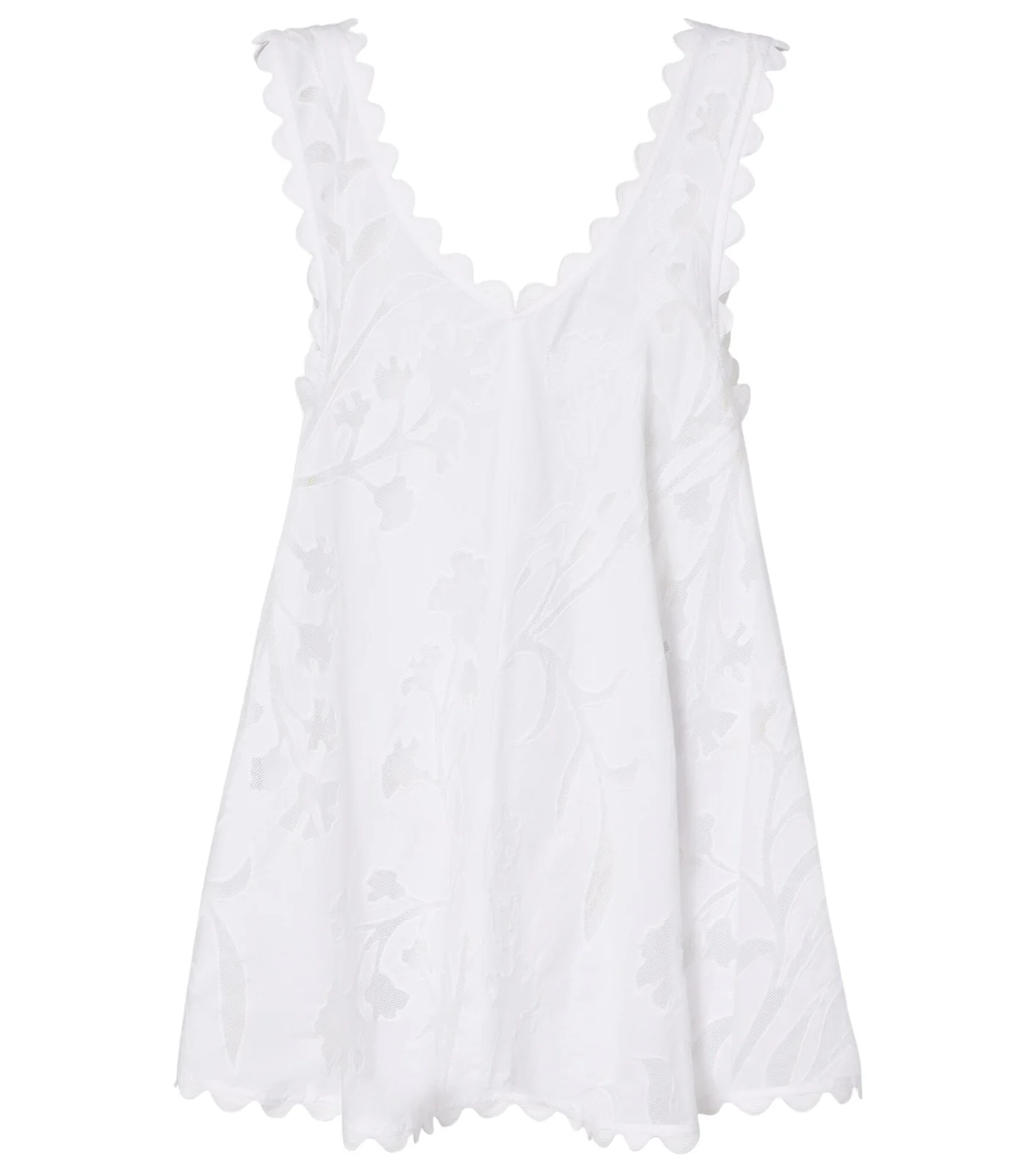 Embroidered scalloped cotton minidress Embroidered scalloped cotton minidress