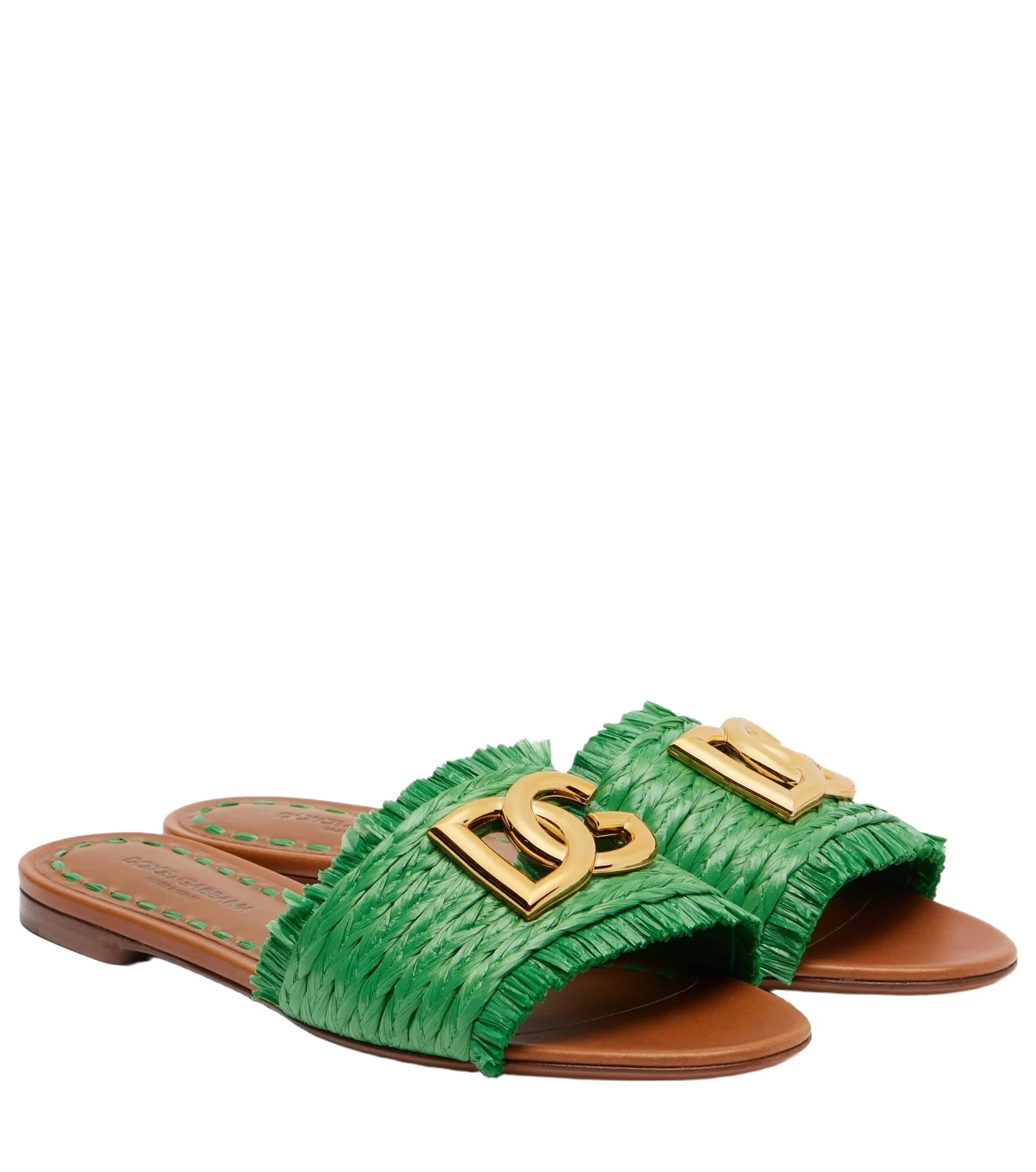 DG fringed raffia-effect slides DG fringed raffia-effect slides