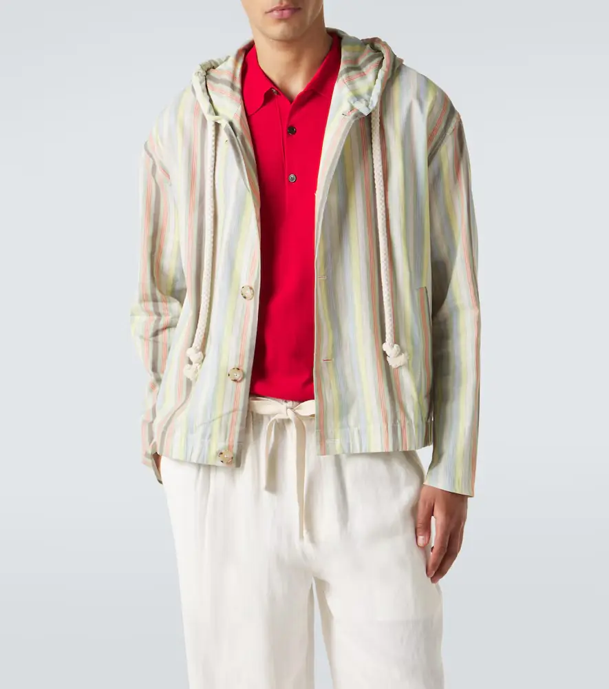 Commas Striped hooded hemp and cotton jacket | Thumbnail 4
