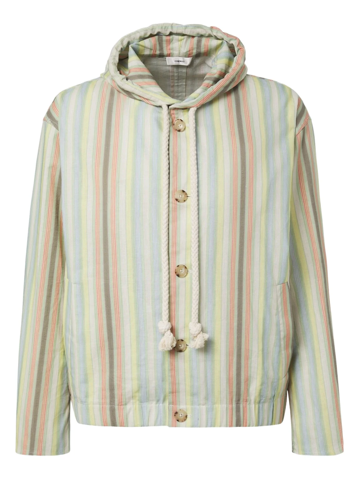 Commas Striped hooded hemp and cotton jacket