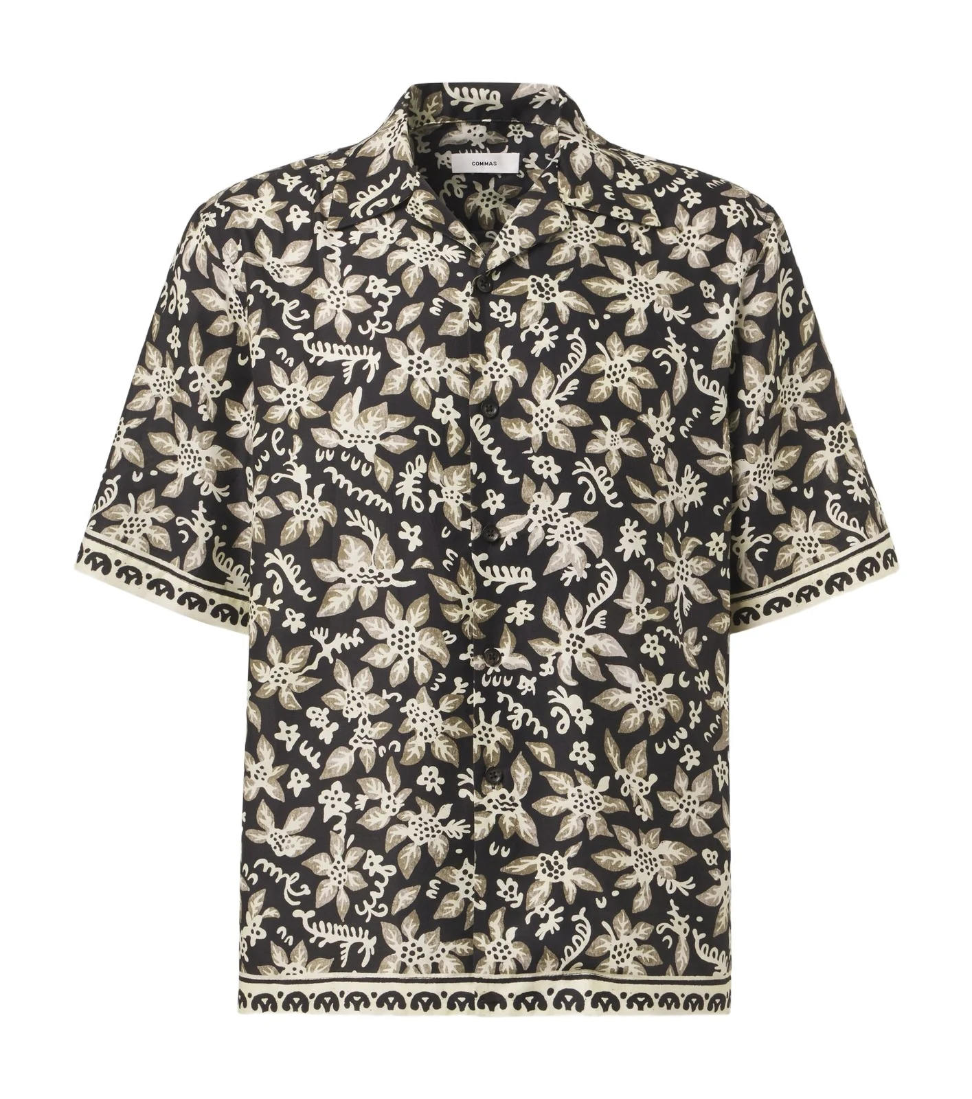 Printed cotton and silk bowling shirt