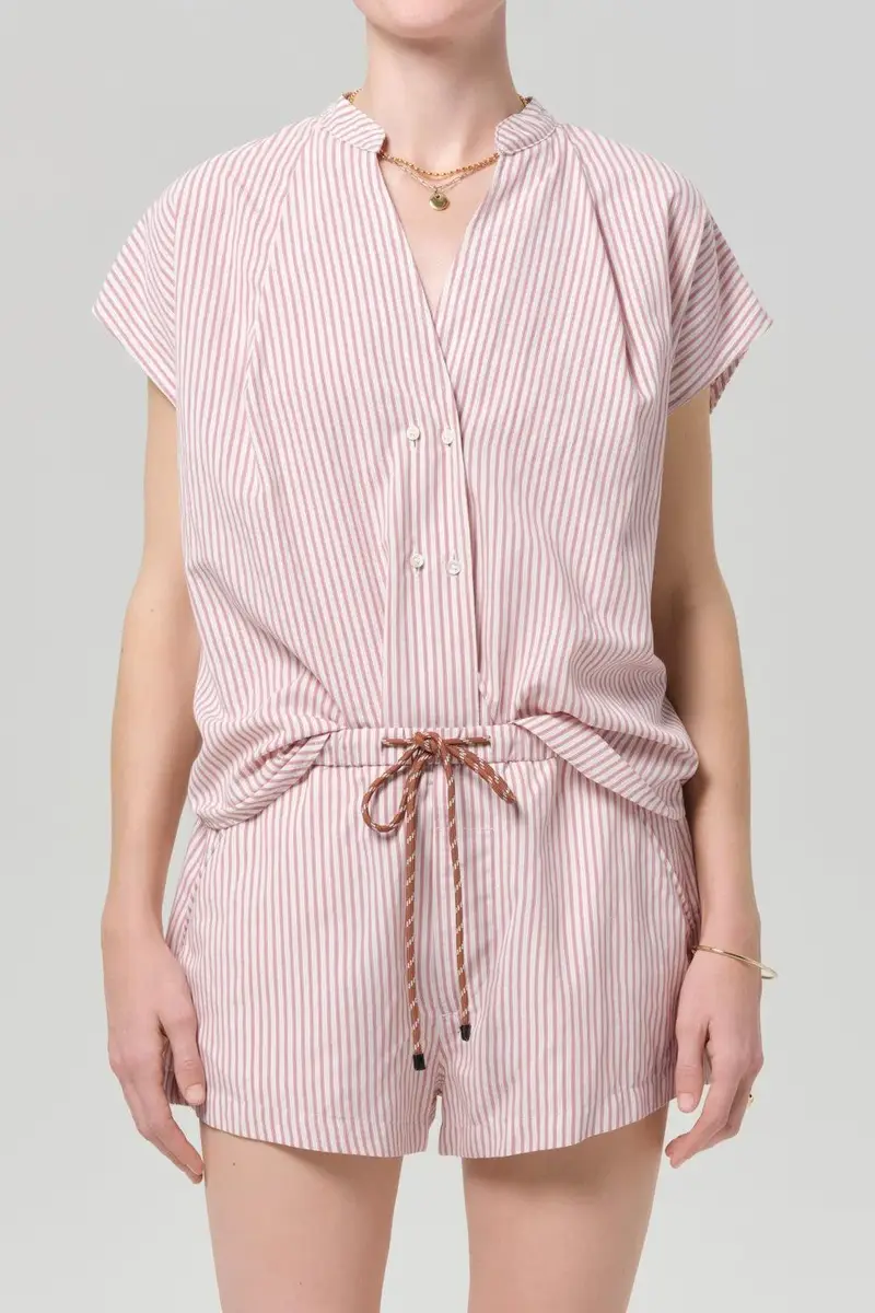 Citizens of Humanity Este Drawstring Short - Raspberry Stripe | Thumbnail 2 Citizens of Humanity Este Drawstring Short - Raspberry Stripe | Thumbnail 2