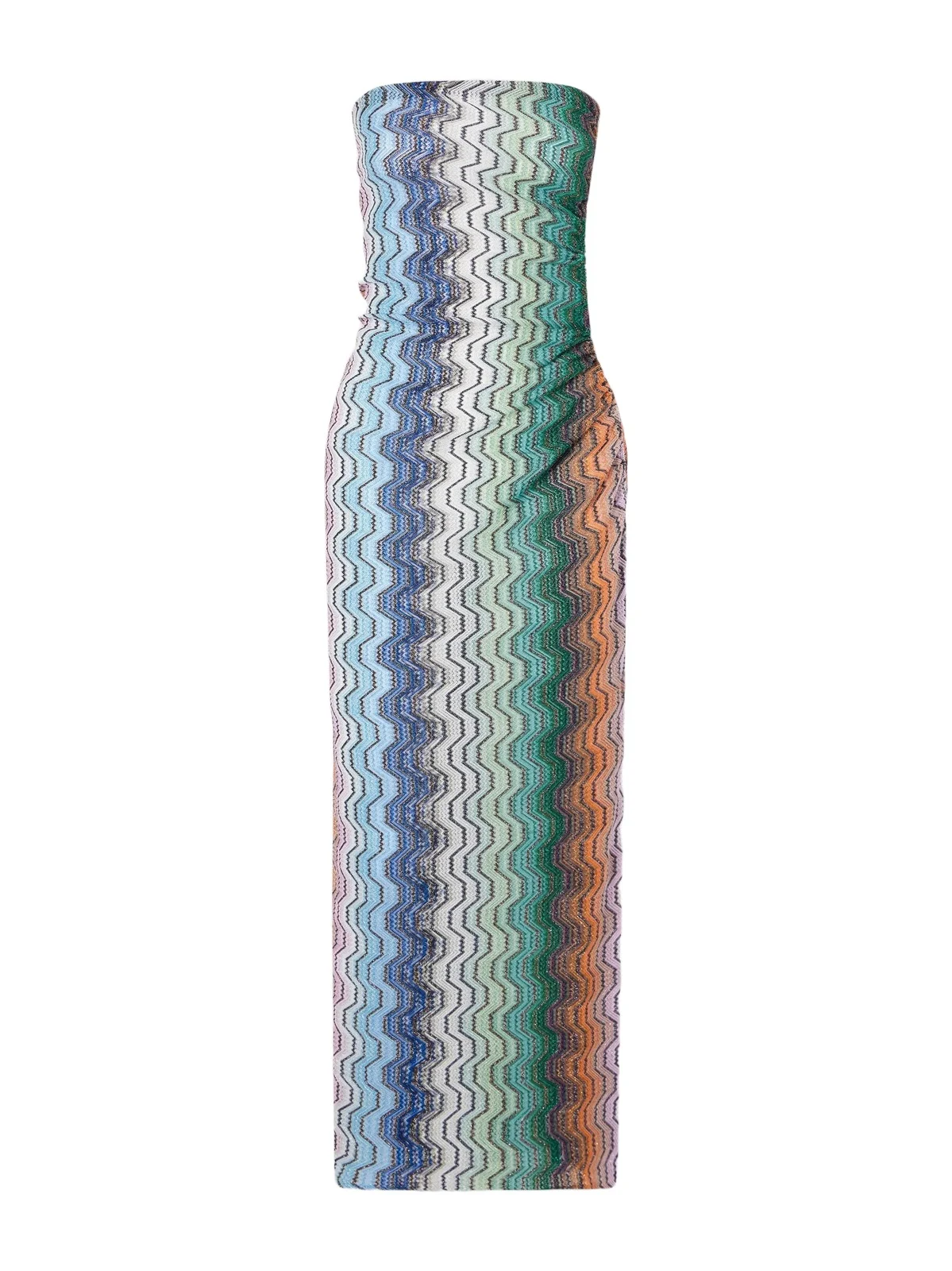 Strapless Striped Metallic Crochet-knit Coverup Strapless Striped Metallic Crochet-knit Coverup