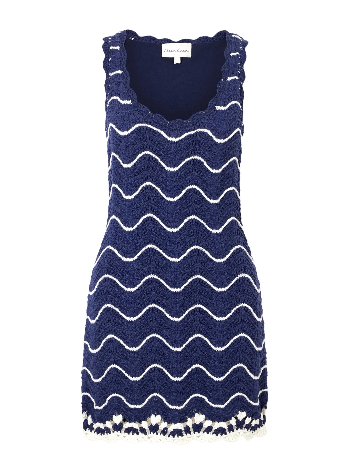 Orel Scalloped Striped Cotton Knit Mini Dress Orel Scalloped Striped Cotton Knit Mini Dress
