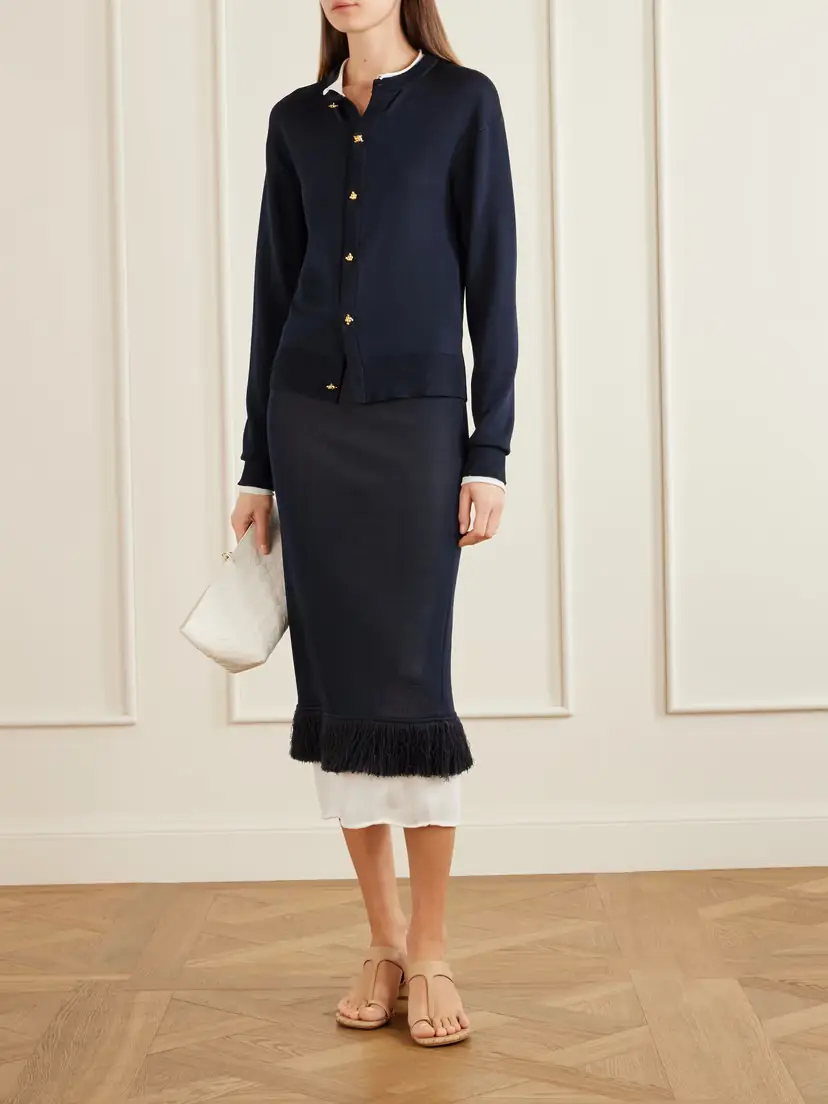 Bottega Veneta Fringed Knitted Silk Midi Skirt | Thumbnail 2