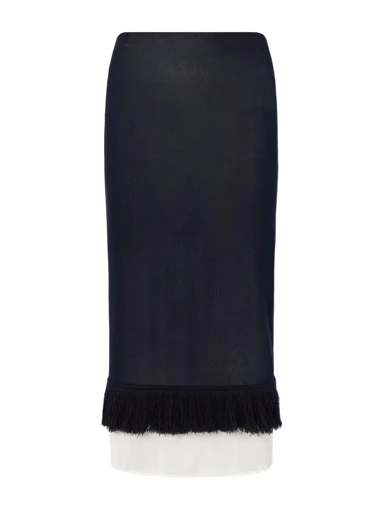 Bottega Veneta Fringed Knitted Silk Midi Skirt | Image 1 Bottega Veneta Fringed Knitted Silk Midi Skirt | Image 1
