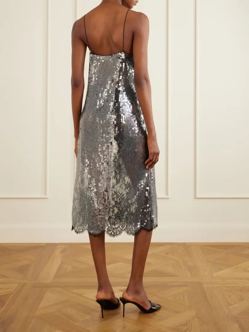 Veronica de Piante Aya Lace-trimmed Sequin Midi Dress | Thumbnail 3 Veronica de Piante Aya Lace-trimmed Sequin Midi Dress | Thumbnail 3